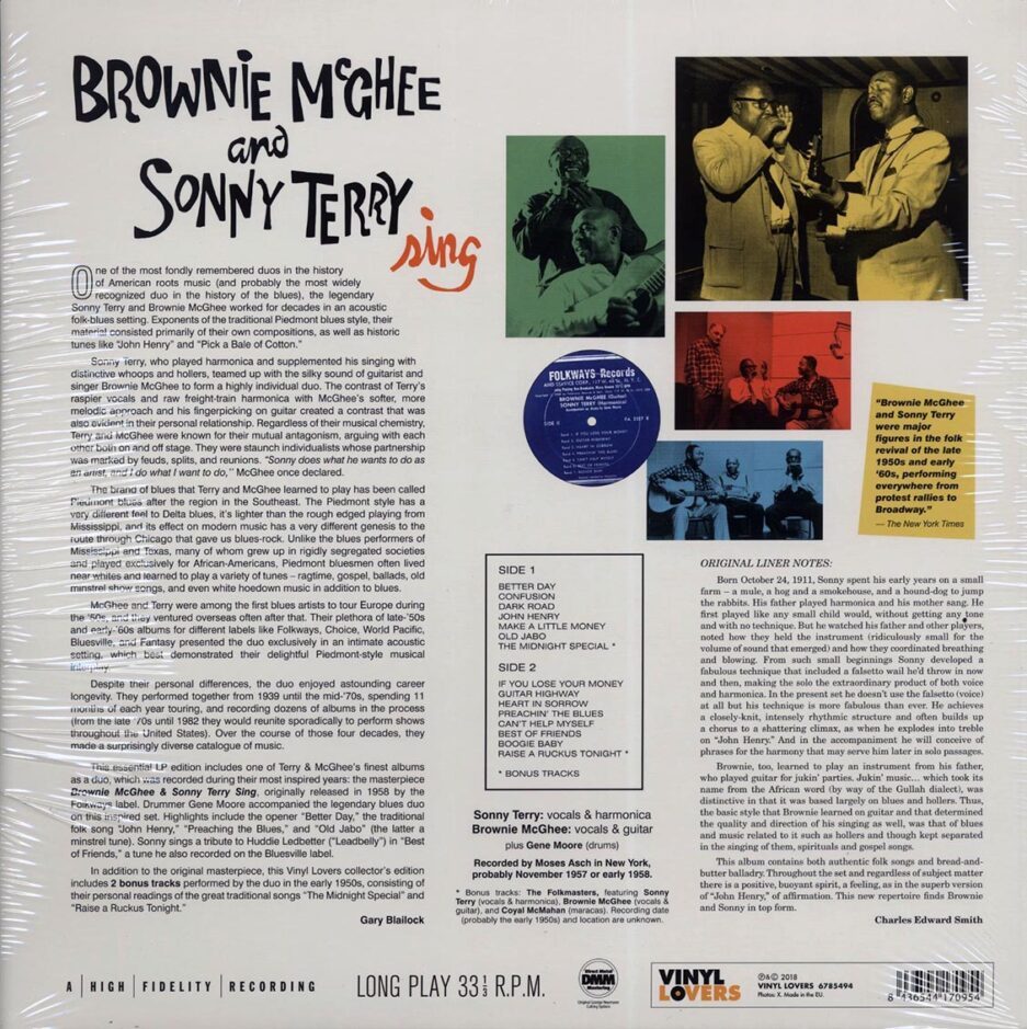 Sonny Terry - Brownie McGhee & Sonny Terry Sing (+ 3 bonus tracks) (DMM) (ltd. ed.) (180g) (High-Def VV)