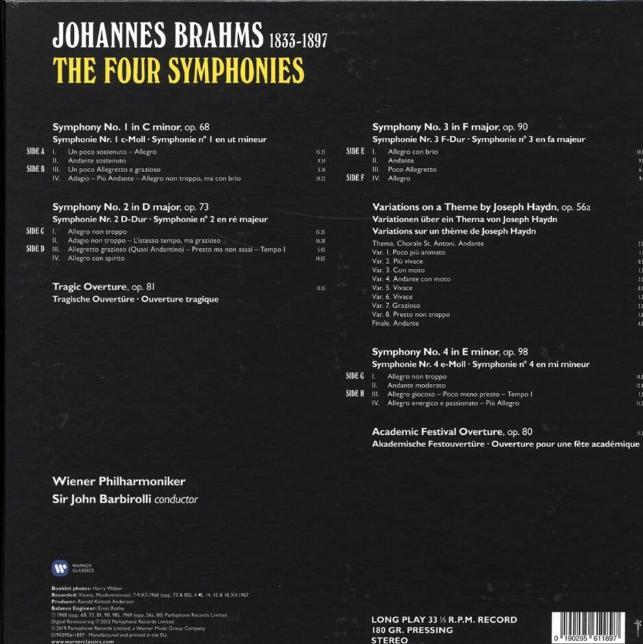 Sir John Barbirolli - The Four Symphonies (4xLP) (box set)
