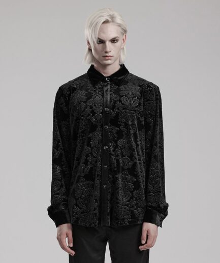 Men's Gothic Embossed Velvet Shirt