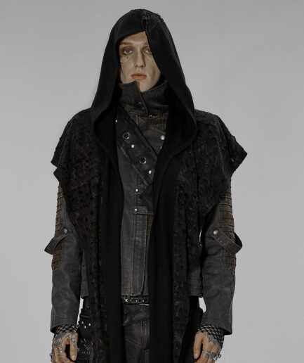 Men's Gothic Irregular Ripped Scarf with Hood