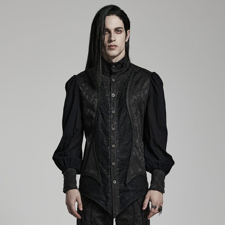 Men's Gothic Puff Sleeved Lace Shirt
