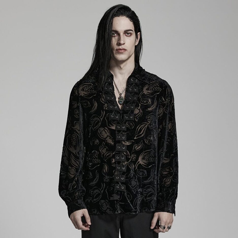 Men's Gothic Sheer Chomper Velvet Shirt