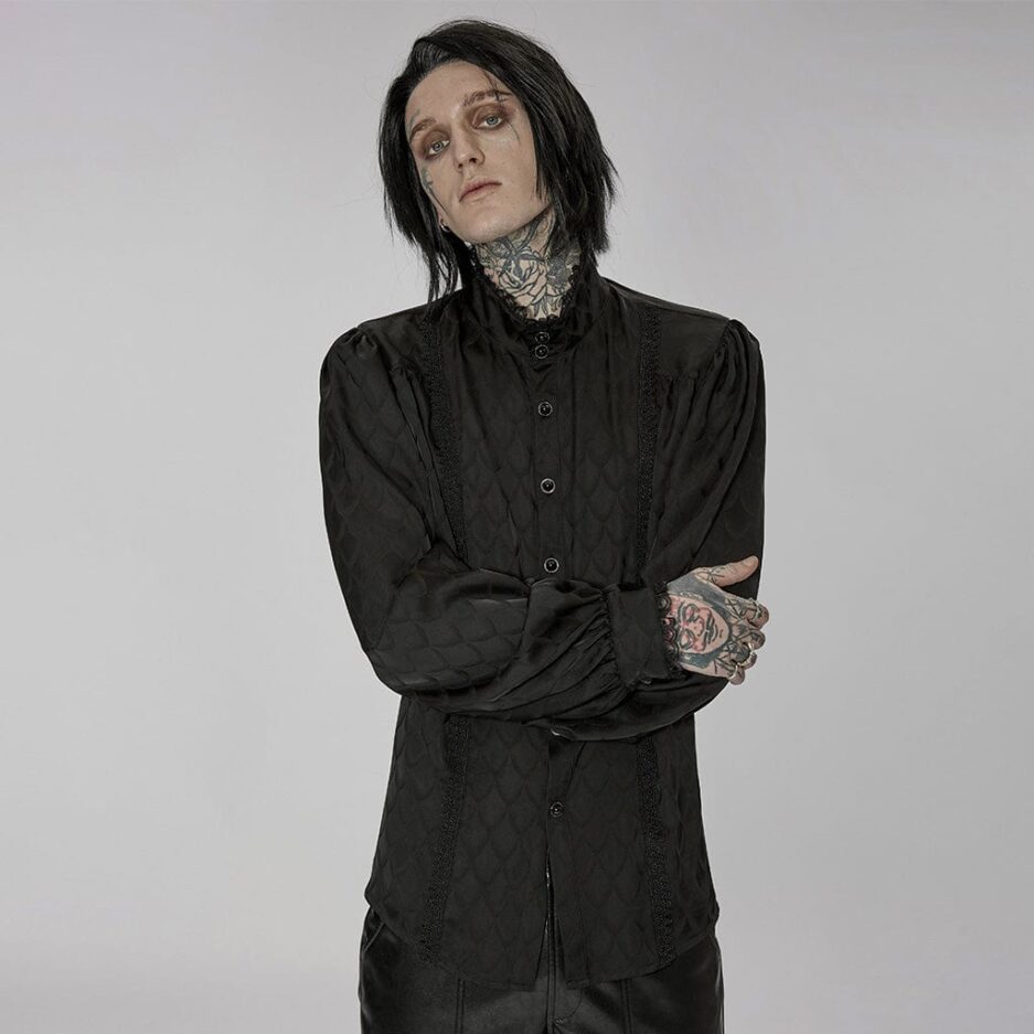 Men's Gothic Stand Collar Puff Sleeved Shirt