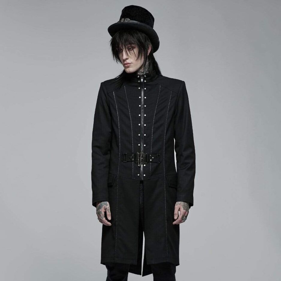 Men's Gothic Stand Collar Skeleton Embroidered Coat