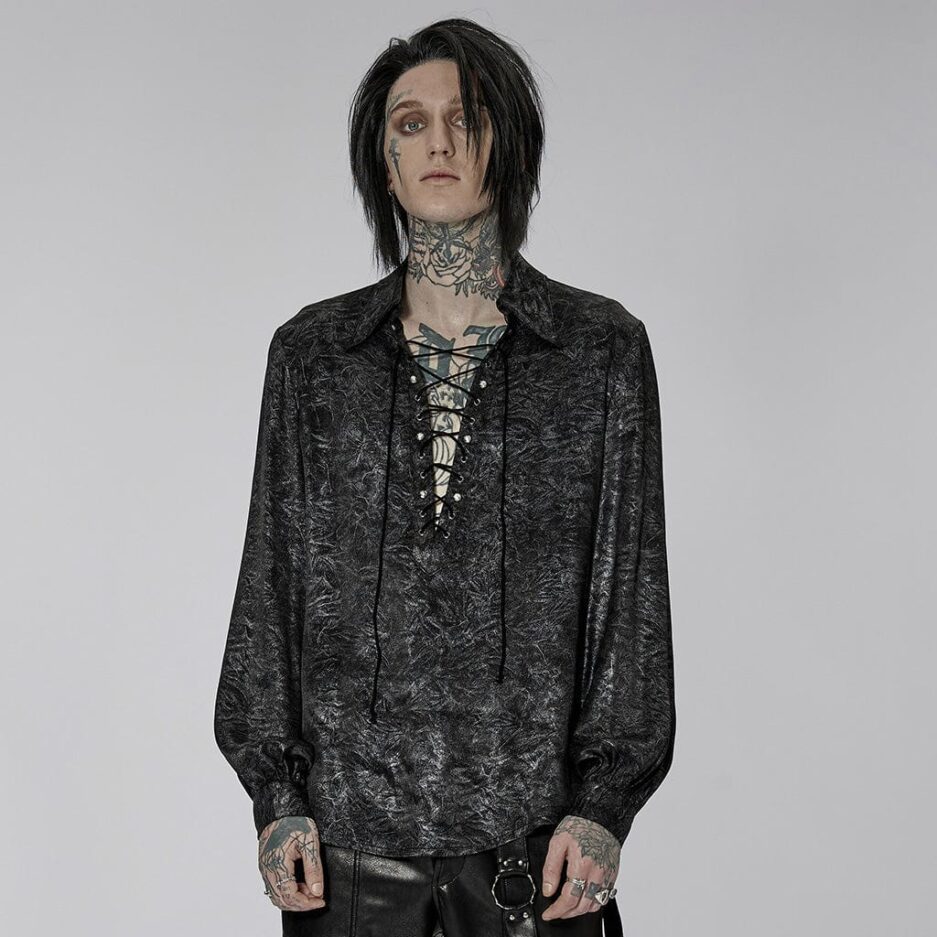 Men's Gothic Strappy Puff Sleeved Shirt