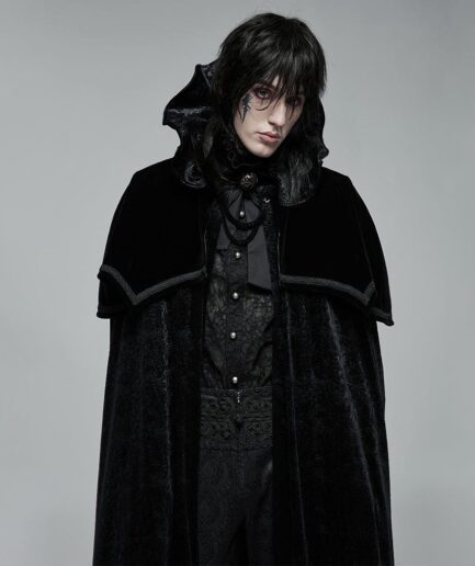 Men's Gothic Wizard Collar Velvet Cloak