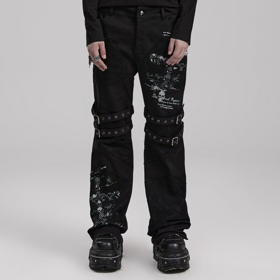 Men's Punk Strappy Printed Trousers