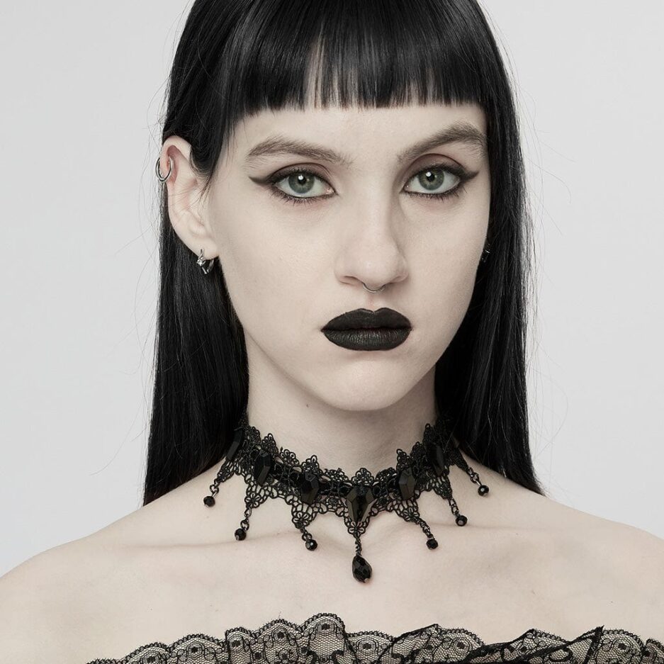 Women's Gothic Beaded Lace Choker