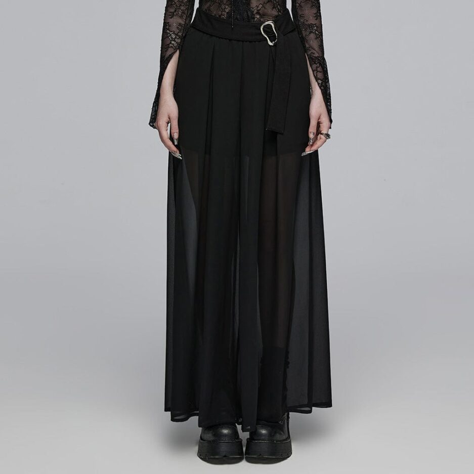 Women's Gothic Buckle Double-layered Draped Skirt
