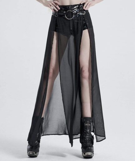 Women's Gothic Faux Leather Shorts With Overskirts