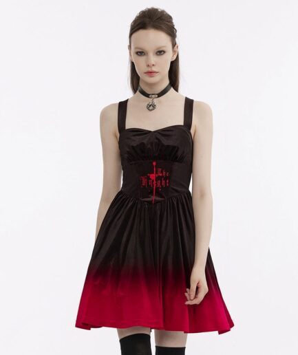 Women's Gothic Gradient Color Velvet Slip Dress