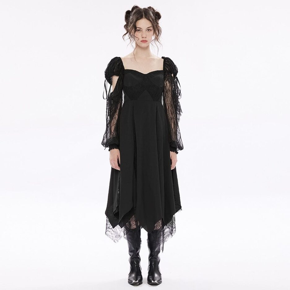 Women's Gothic Irregular Lace Splice Dress