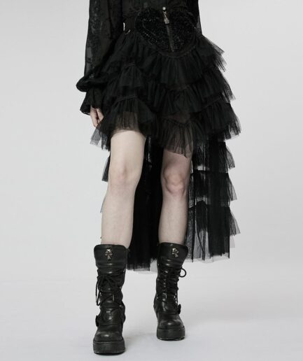 Women's Gothic Irregular Layered Mesh Skirt