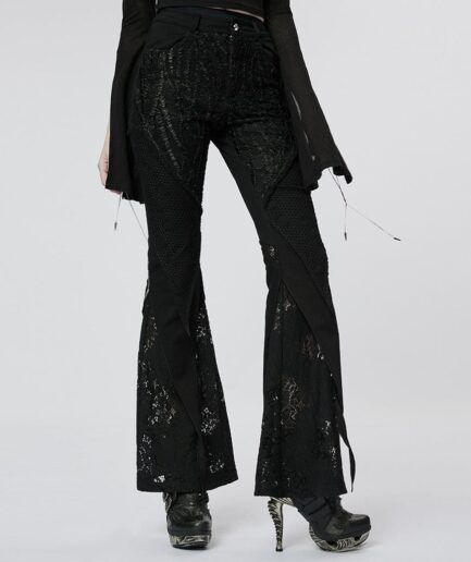 Women's Gothic Lace Splice Flared Pants