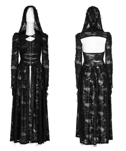 Women's Gothic Ripped Two-piece Coat with Hood