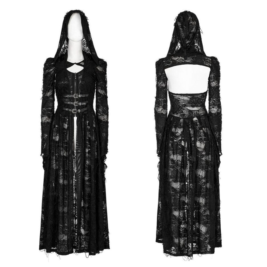 Women's Gothic Ripped Two-piece Coat with Hood
