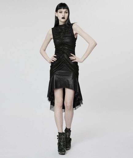 Women's Gothic Ruched Mesh Fishtail Dress