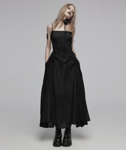 Women's Gothic Ruched  Slip Dress
