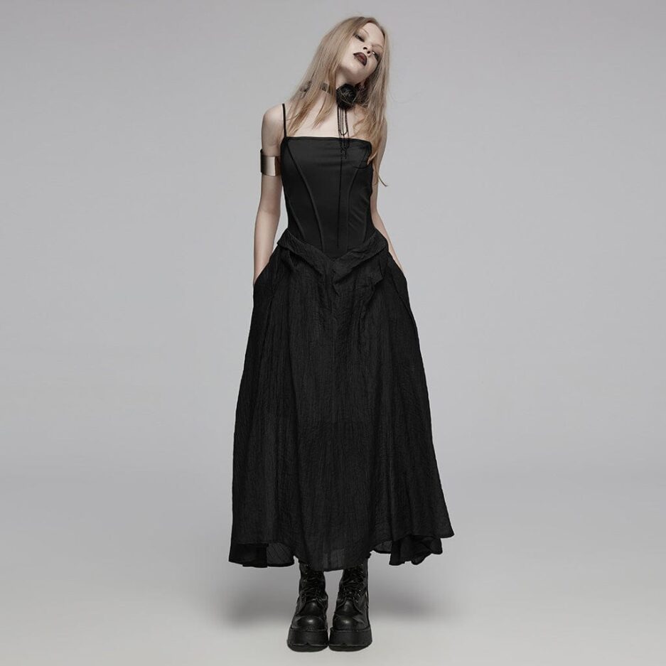 Women's Gothic Ruched  Slip Dress