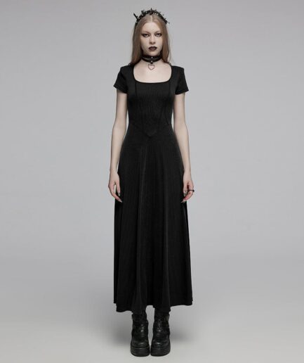 Women's Gothic Square-cut Collar Slim-fitted Dress