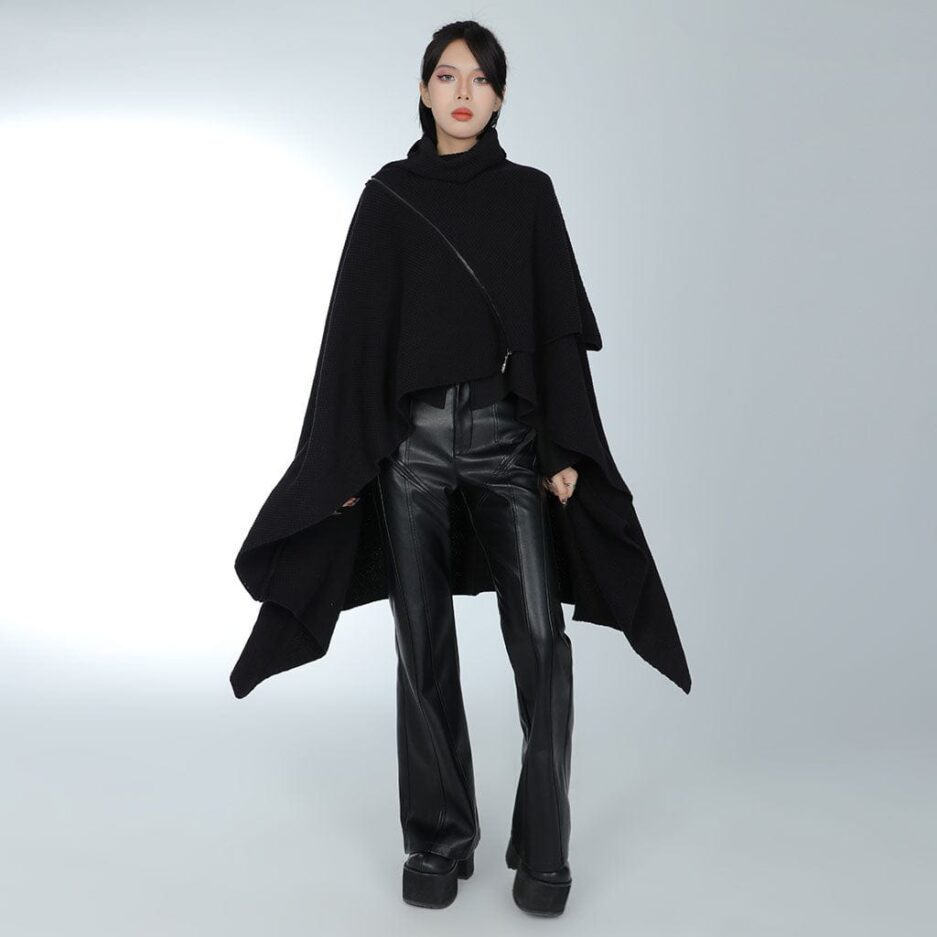 Women's Gothic Turn-down Collar Irregular Hem Cloak