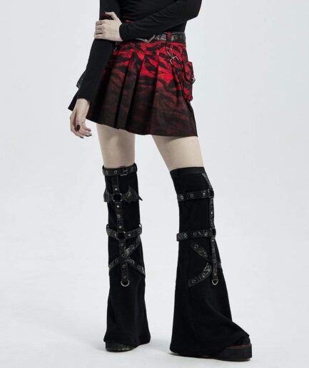 Women's Grunge Dip-dye Pleated Skirt with Belt