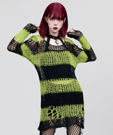 Women's Grunge Ripped Stripes Sweater