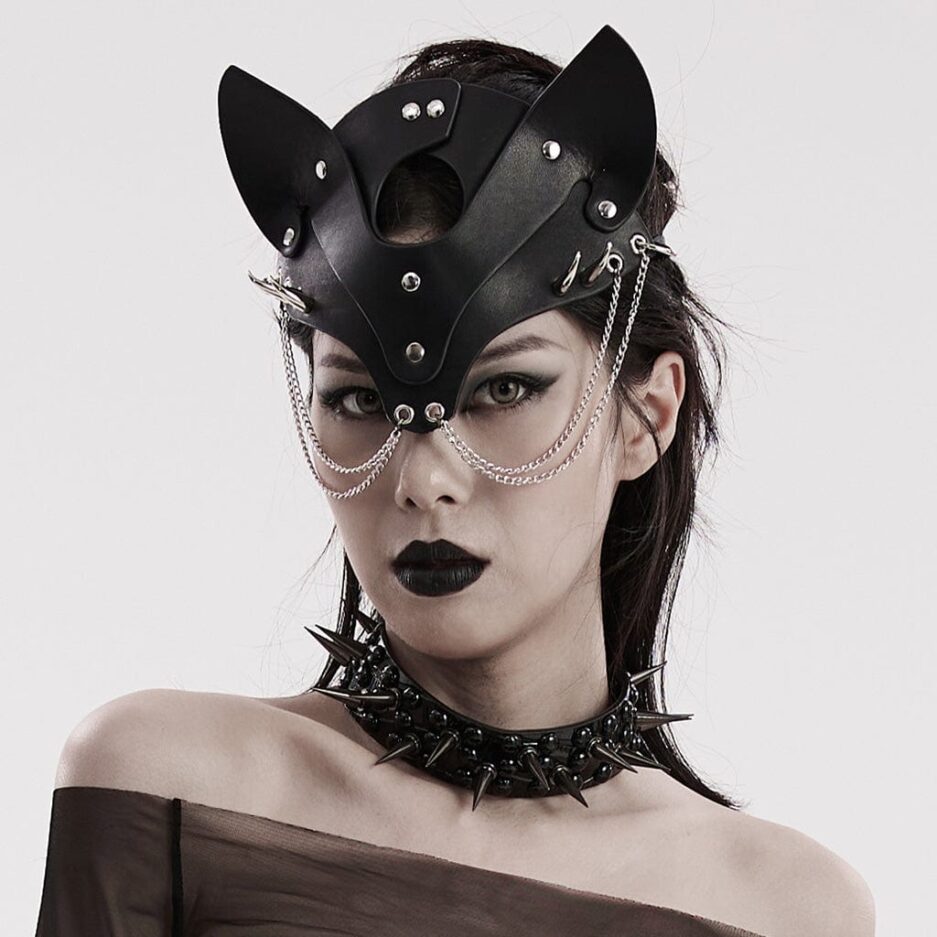 Women's Punk Fox Faux Leather Mask