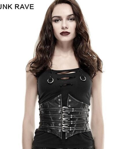Women's Steampunk Buckles Lace Up Underbust Corsets