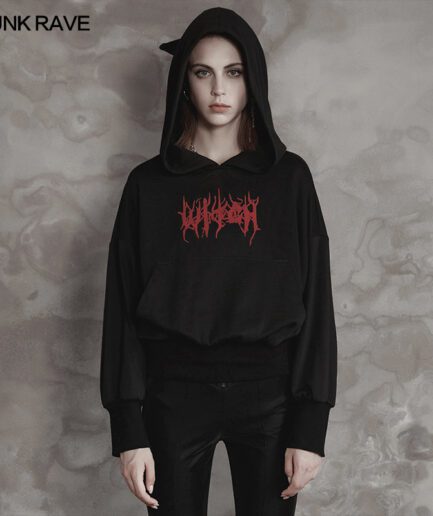 Collect Hem Witch Hat Gothic Print Sweater