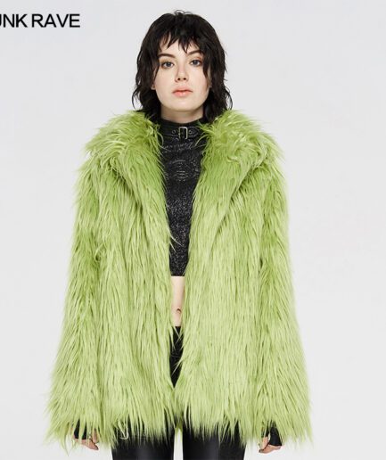 Punk Simple Imitation Green Fur Coat Wy-1059xcf