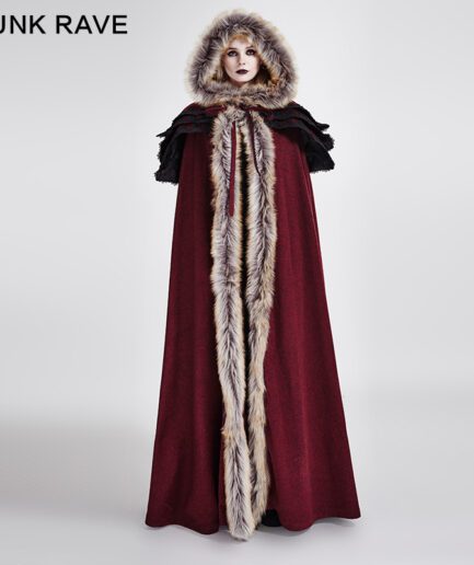 Winter Long Wool Fur Cloak
