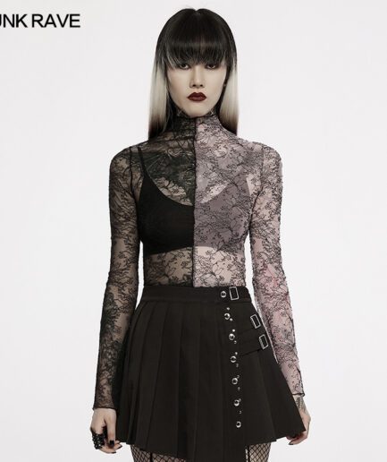 Gothic Simple Spliced Lace T-Shirt